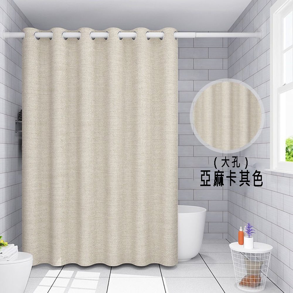 Thickened Roman-style shower curtain (200cm wide x 220cm high) made of imitation linen polyester fabric with large perforations, suitable for Nordic and waterproof applications.