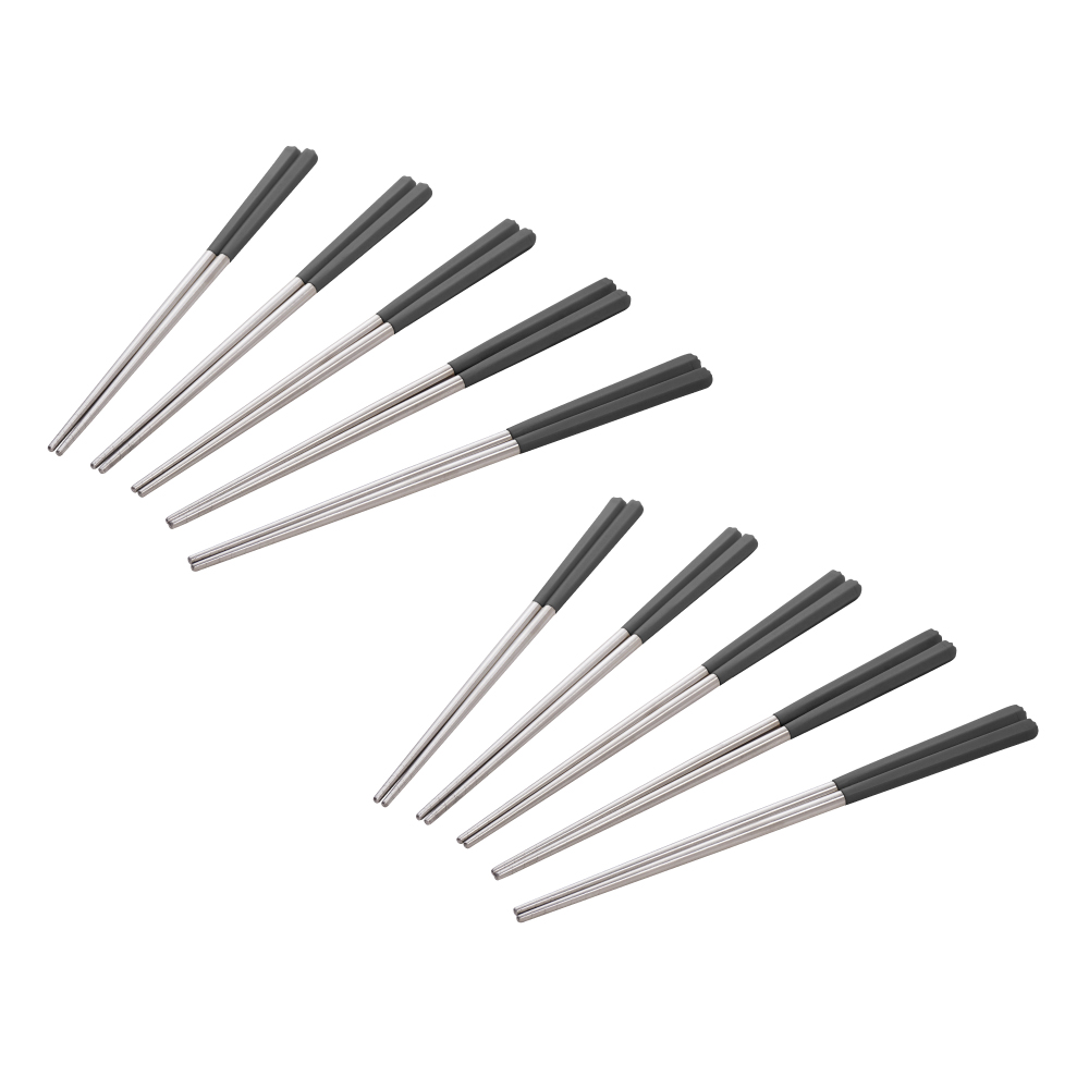 【Buffalo牛頭牌】加長版不鏽鋼複合筷六角23cm10雙(蒼穹灰/304不鏽鋼/環保筷/食品級/公筷/料理筷/筷子), , large