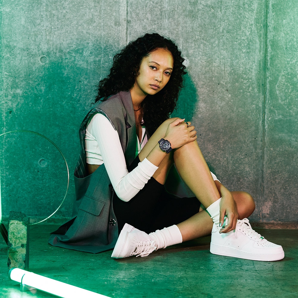 CASIO 卡西歐 G-SHOCK 金屬色雙顯電子錶-個性銀 GM-S110B-8A, , large