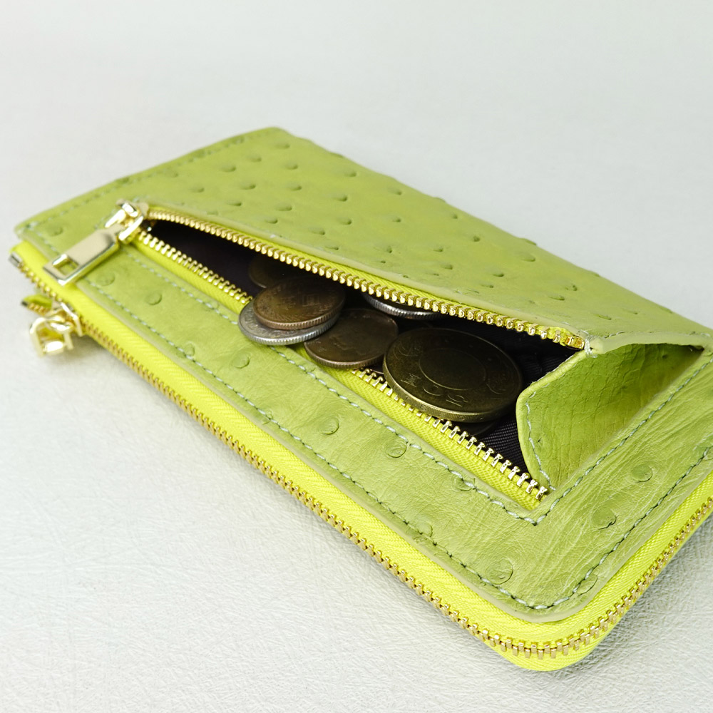 【M2nd】 Ostrich Slim Zip Wallet, , large
