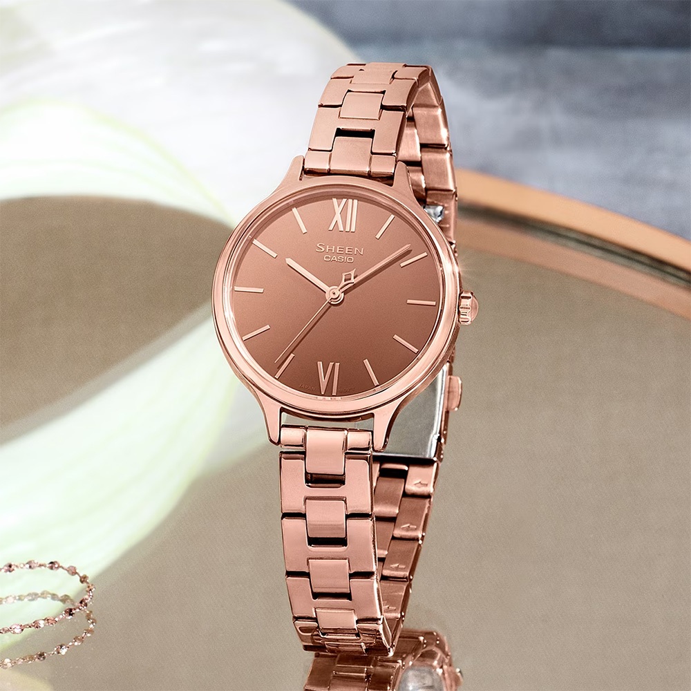CASIO 卡西歐 SHEEN 鏡面拋光女錶 SHE-4560PG-4A, , large