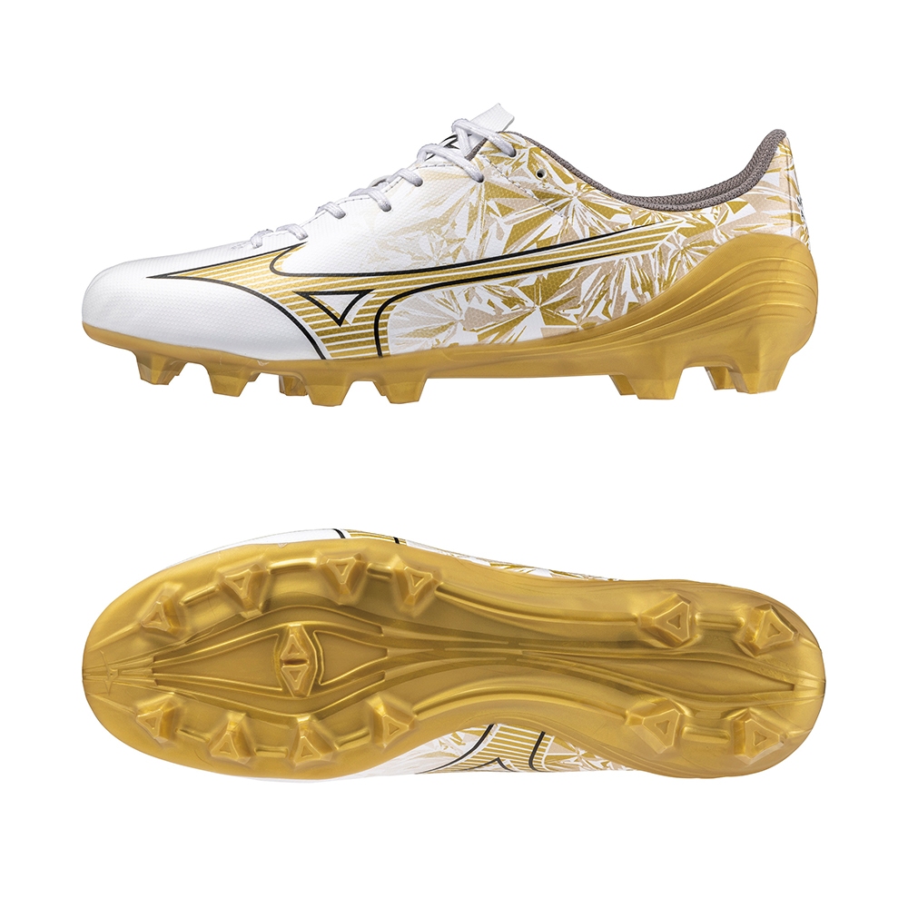 [秉宸] MIZUNO α SELECT Jr. 一般楦 兒童足球釘鞋 草地 白x金 P1GB246550 23FWO, , large