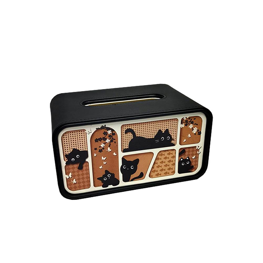 【上手家居】貓咪衛生紙盒 黑色(面紙盒/紙巾盒/創意面紙盒/桌面紙巾盒/衛生紙收納), , large