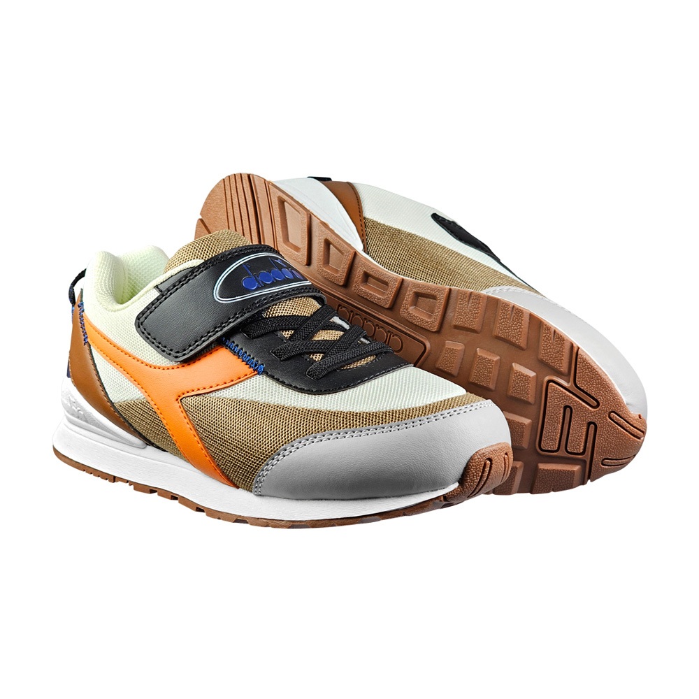 DIADORA迪亞多那 復古兒童運動鞋 童運動鞋 童鞋 撞色 拼接 寬楦 透氣 康特杯 保護後跟 耐磨 防滑 卡其 灰粉, , large