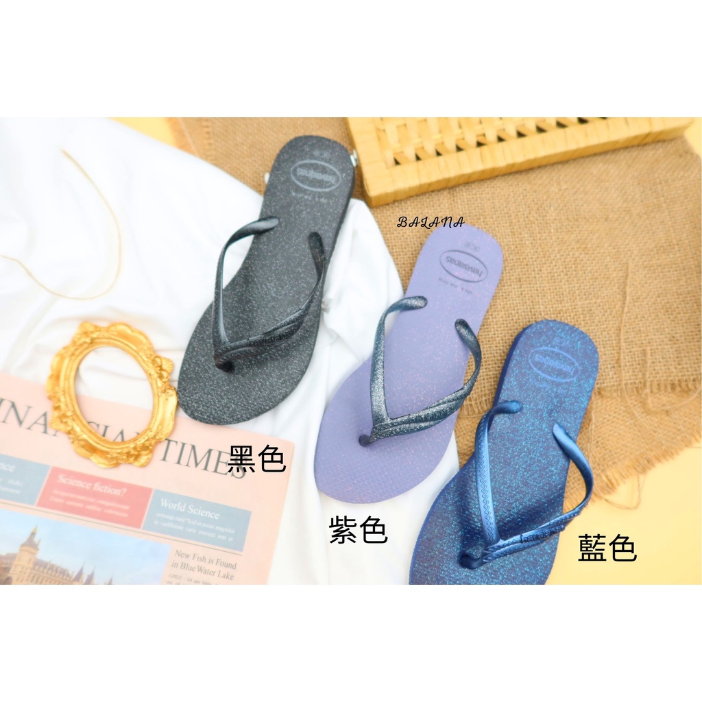 [巴拉娜巴西人字拖專賣店]中壢實體店面 Havaianas哈瓦仕 夾腳拖/人字拖鞋 FANTASIA GLOSS 沙灘 海灘 海邊女款 黑/紫/藍, , large