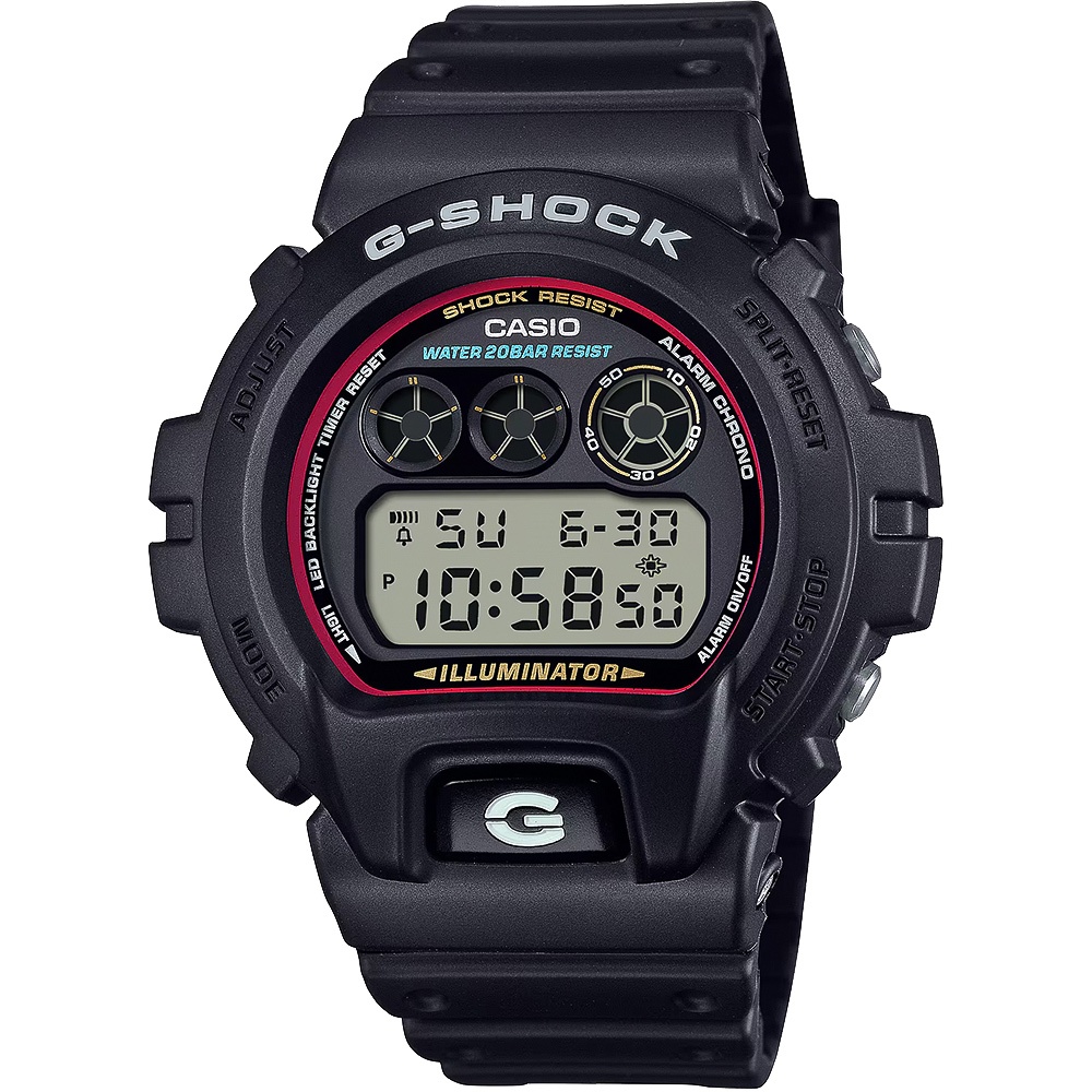 CASIO 卡西歐 G-SHOCK 經典配色電子錶 學生錶 手錶-黑 DW-6900RL-1