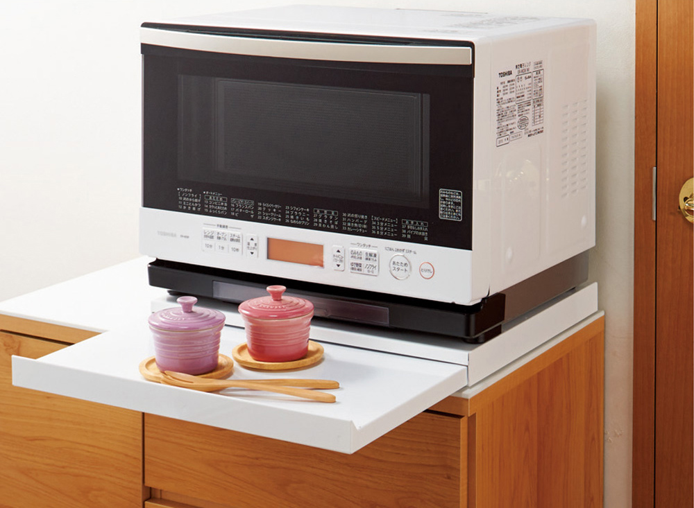 【adachi】Japan-Made Kitchen Appliance Multifunctional Storage Single-Layer Drawer Workbench 45cm (Extendable Kitchen Workspace)