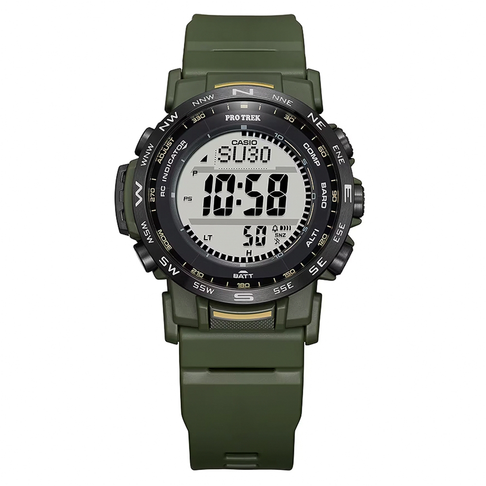CASIO 卡西歐 PROTREK 軍綠戶外多功能太陽能電波手錶 PRW-35Y-3B, , large