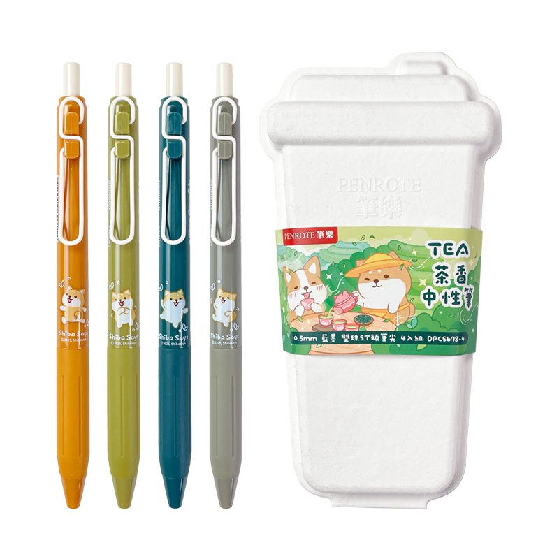 柴語錄茶香中性筆4入, , large