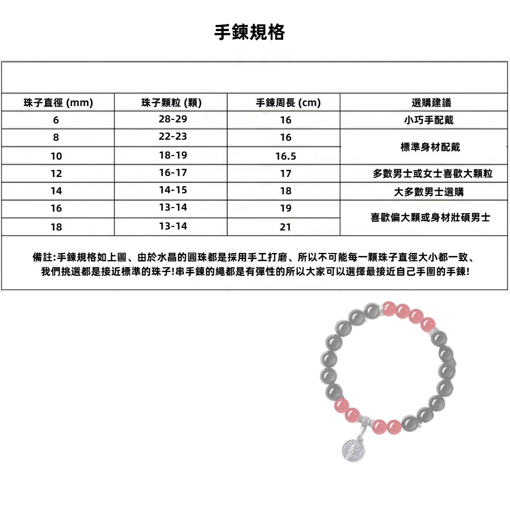 【A&R】招財轉運 黑曜石+紅瑪瑙之五路財神手鍊 附精美禮盒 女款 6MM, , large