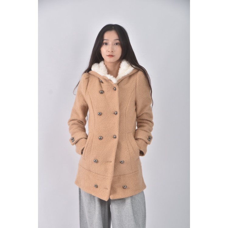 (S) 雅奴天使質感連帽杏色外套二手衣, , large