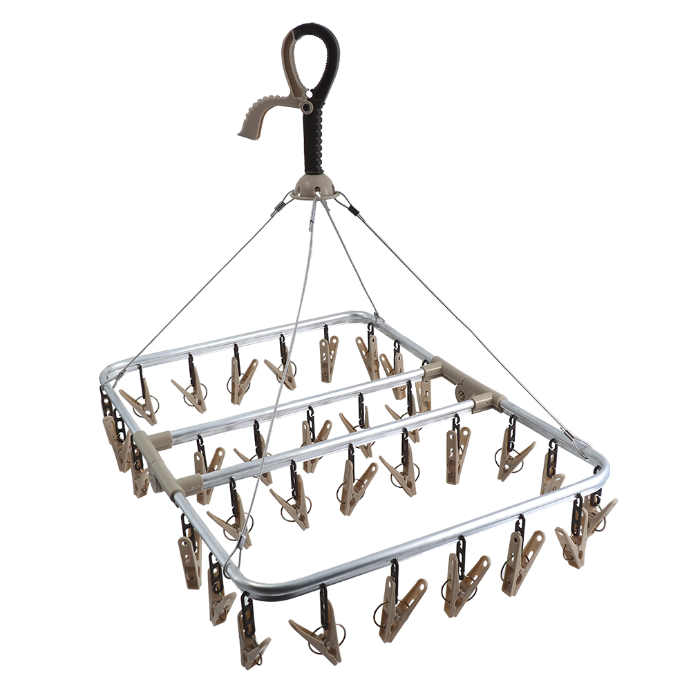 陽光家族鋁合金折疊鋼繩曬架-32夾-2組