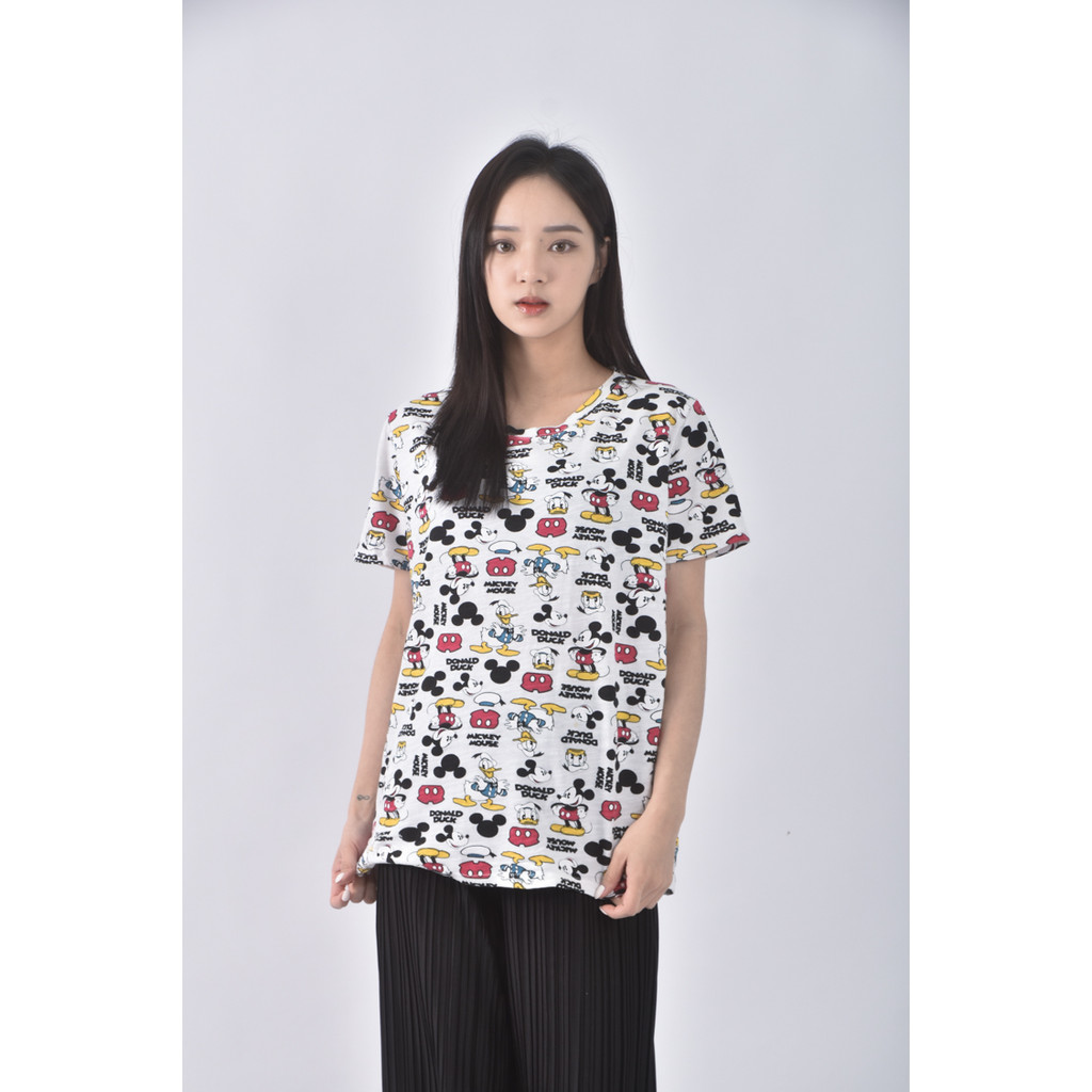 (M) flower米老鼠白色短袖上衣二手衣, , large