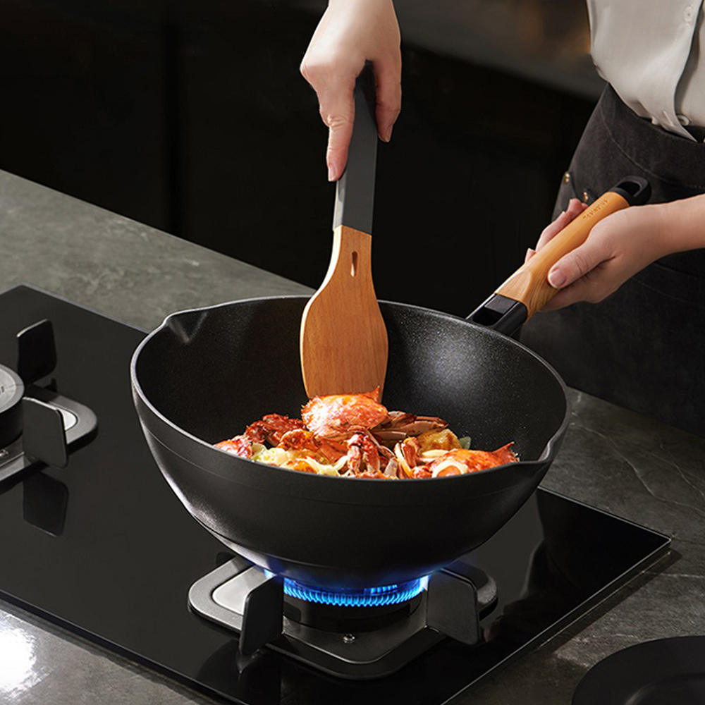 【Taste Plus】悅味元木 鑽石級內外不沾鍋 平底煎鍋 26cm IH全對應(贈原廠鍋蓋+木鏟), , large