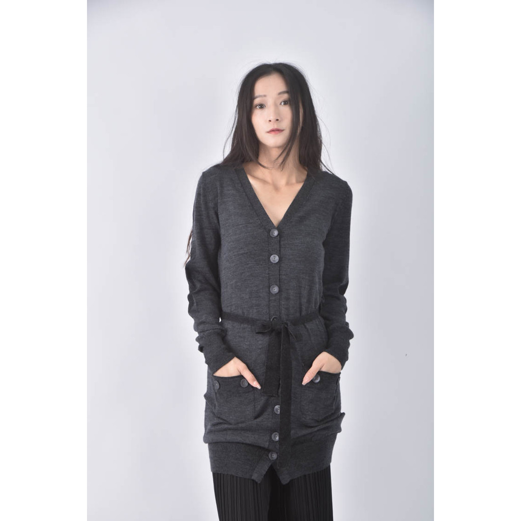 (XS（含）以下) 綁帶灰色外套二手衣, , large