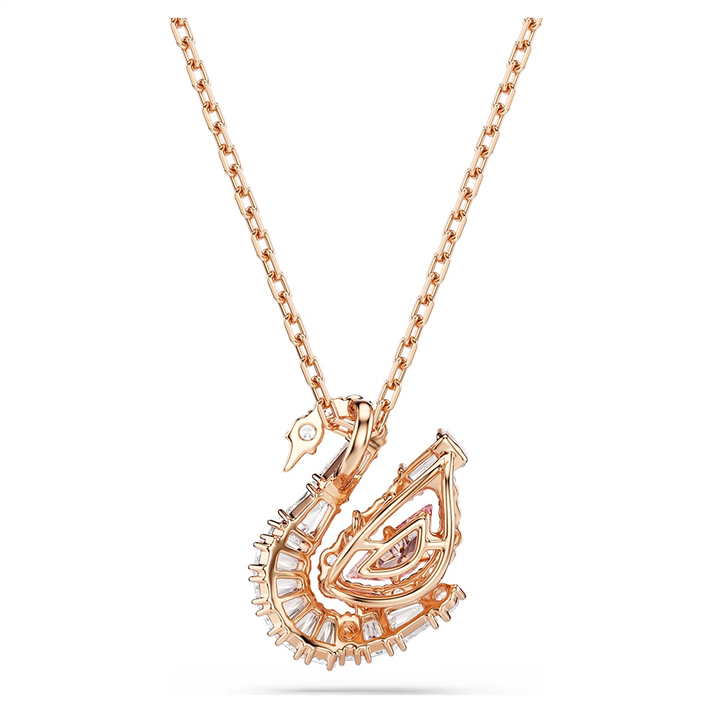SWAROVSKI 施華洛世奇 Swan 天鵝優雅律動 粉紅色水晶項鍊(5732414), , large