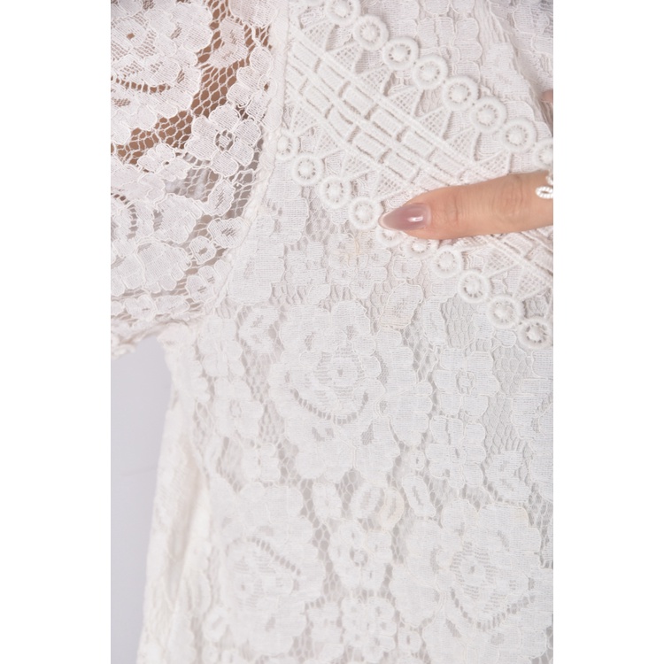 (M) vanilla韓牌蕾絲白色短袖上衣二手衣, , large