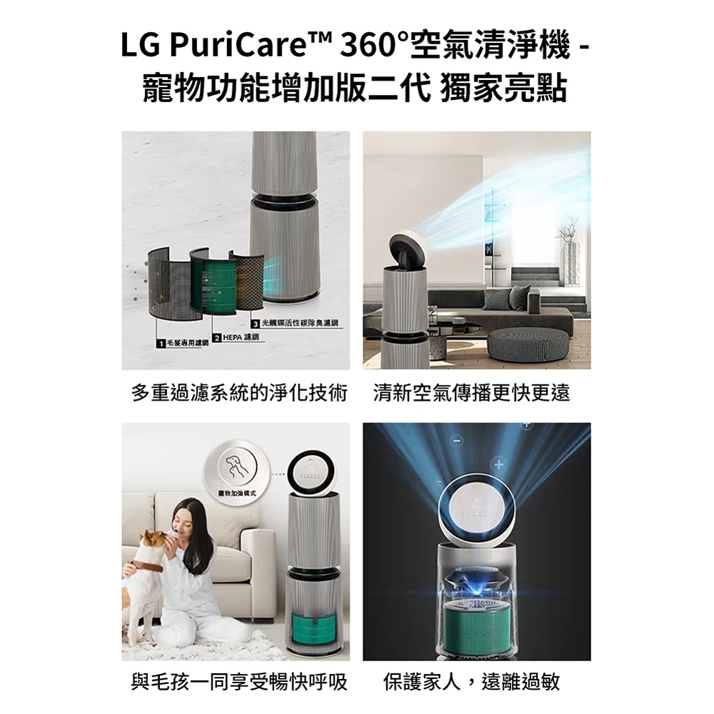 LG PuriCare 360° Air Purifier Pet Edition Gen 2 AS101DBY0, , large