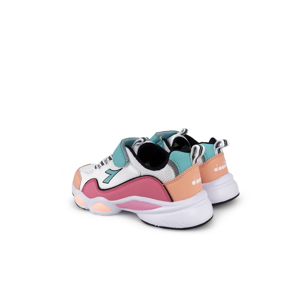 DIADORA迪亞多那 中童生活時尚運動鞋 童運動鞋 童鞋 老爹鞋 魔鬼氈 透氣 保護後跟 健康鞋墊 止滑 白粉 黑桃, , large