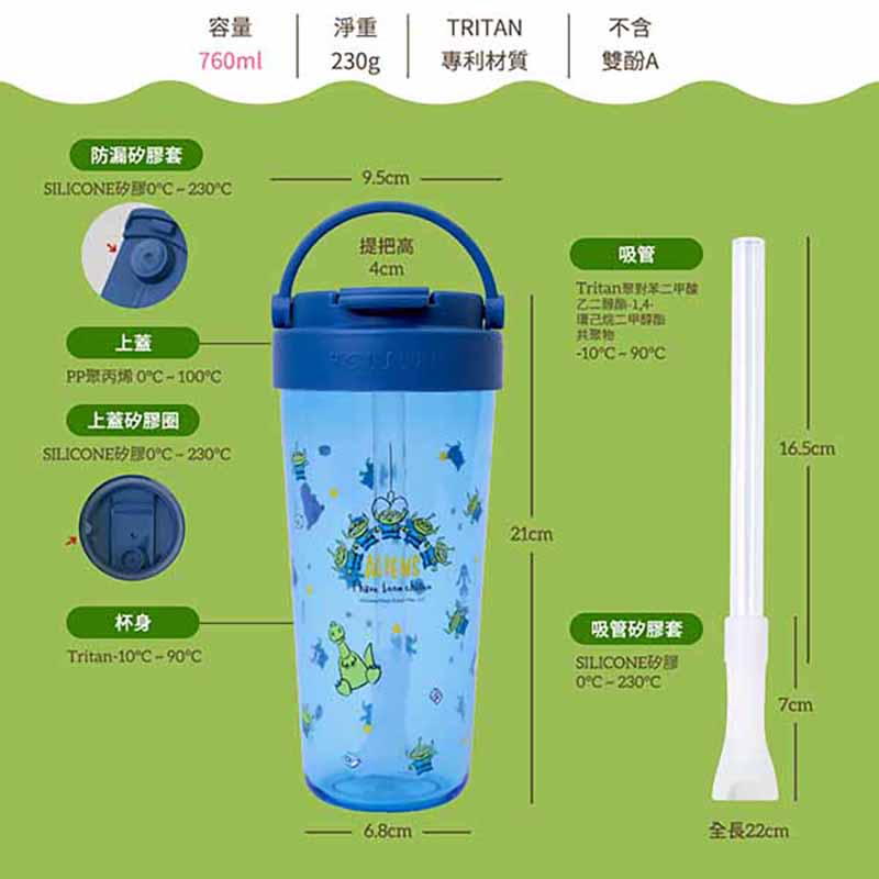 『HOUSUXI‧舒希』迪士尼玩具總動員系列-Tritan輕透舒吸杯(附彈跳吸管)760ml(A3), , large