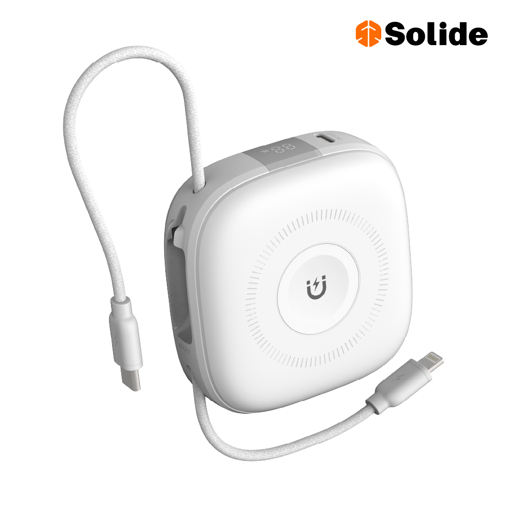 [亞瑟3C] solide 索力得 10000mAh 馬卡龍 Lightning 六合一萬用快充行動電源-白色LC