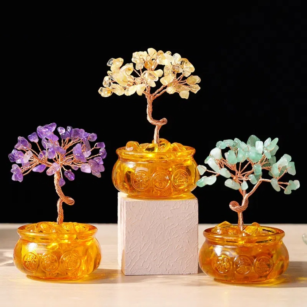 【A&R】發財水晶樹聚寶盆 招財進寶迷你款 - 綠水晶, , large