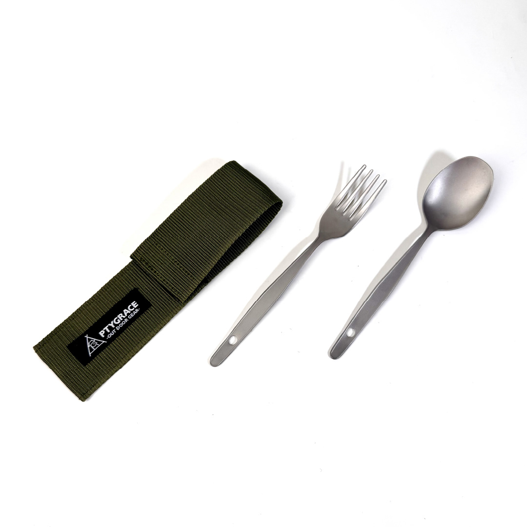 titanium spoon & fork set, , large