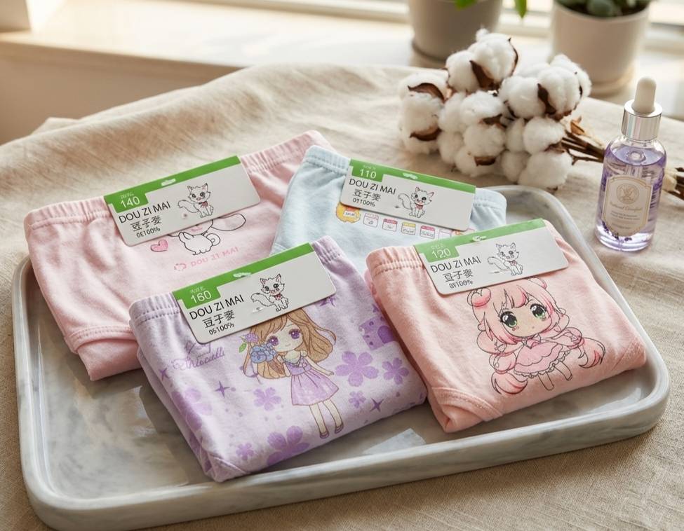 凱美棉業 | 4件組 隨機出色 精品 彈力萊卡純棉 舒適 透氣 兒童(三角款)內褲 女童純棉內褲, , large