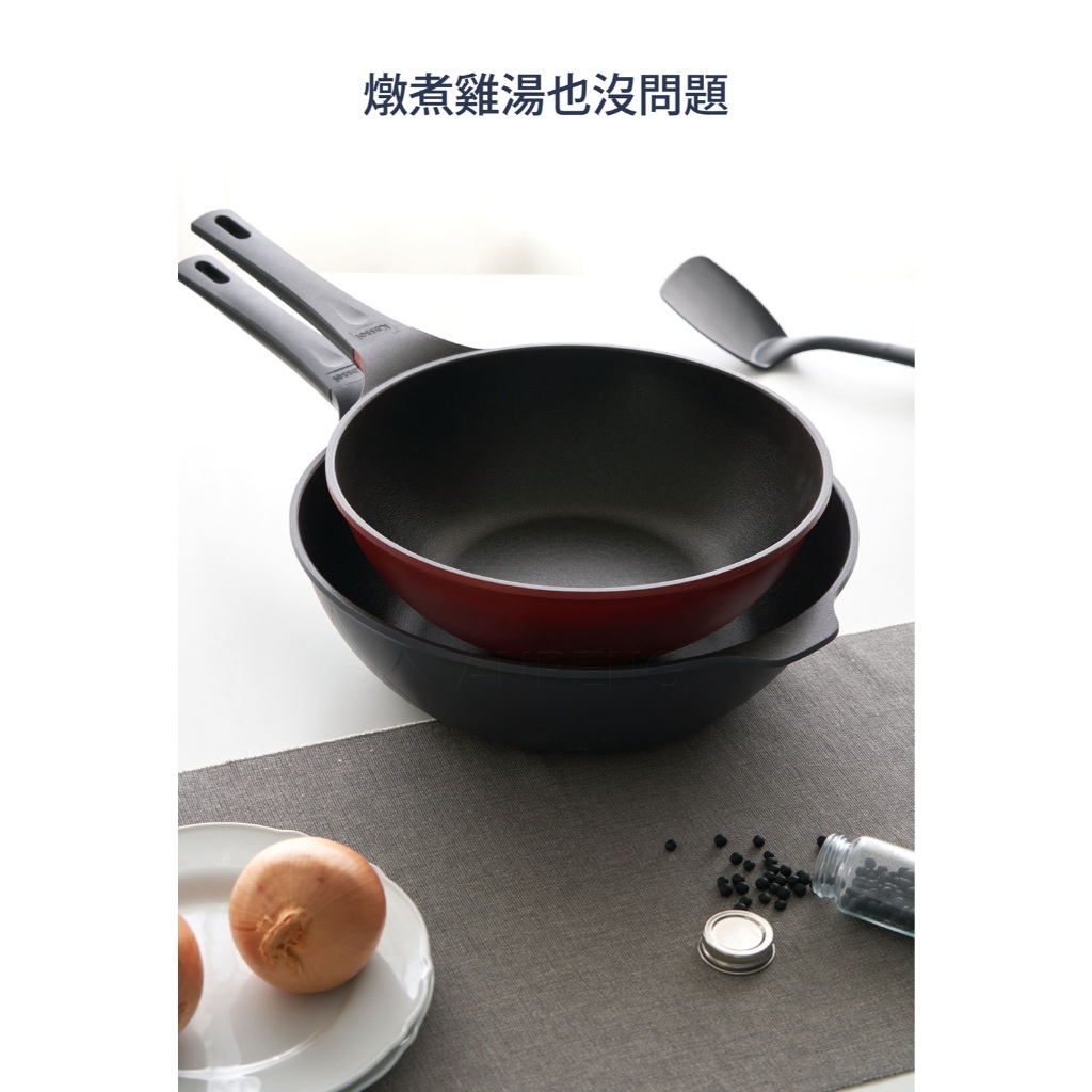 韓國Kassel鑽石超導熱不沾深型炒鍋附玻璃鍋蓋32cm-亞光灰（IH爐可用鍋、瓦斯爐可用）, , large