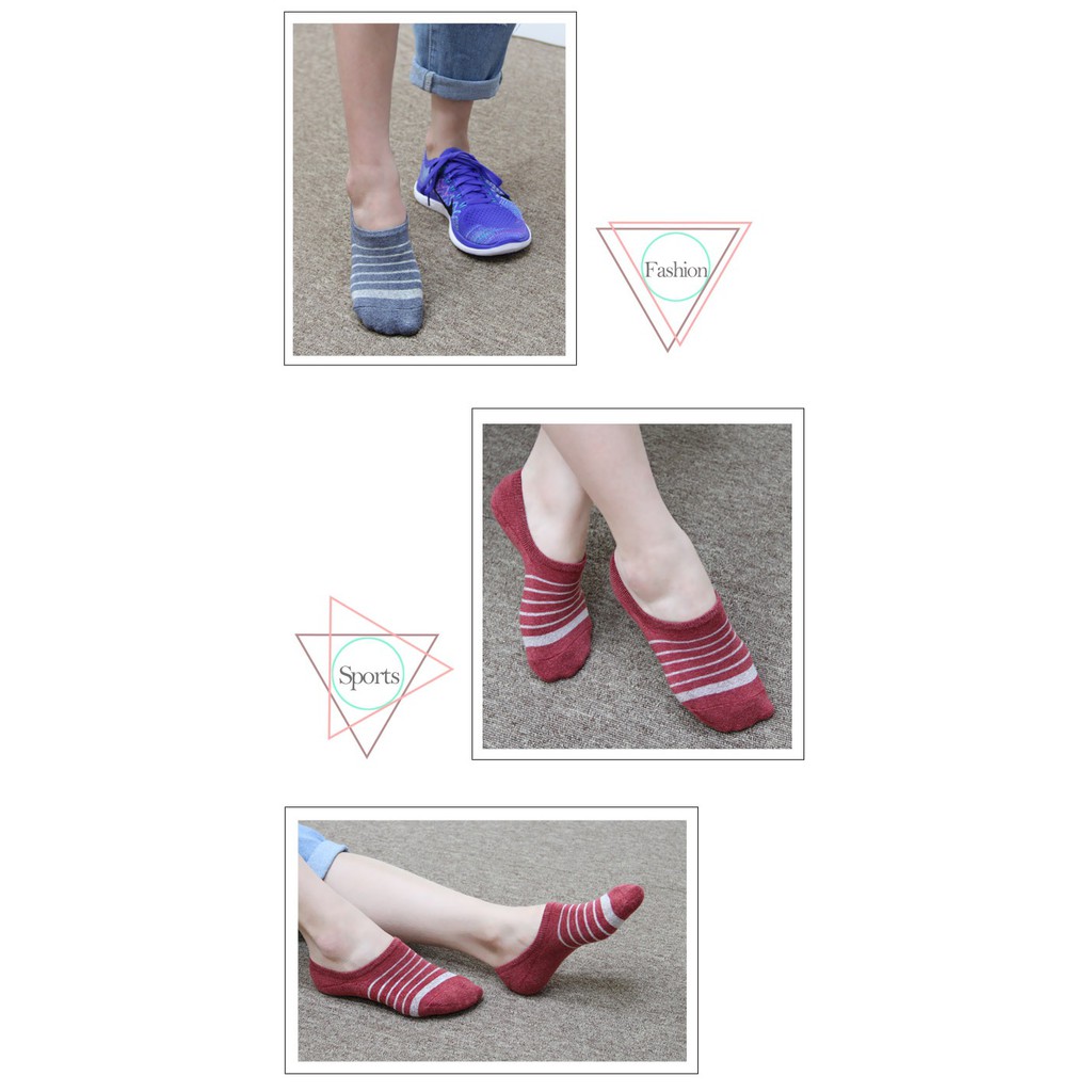 【D&G】條紋足底圈絨隱形女襪<暗紅>D374 氣墊 毛巾底 襪子 隱形襪, , large