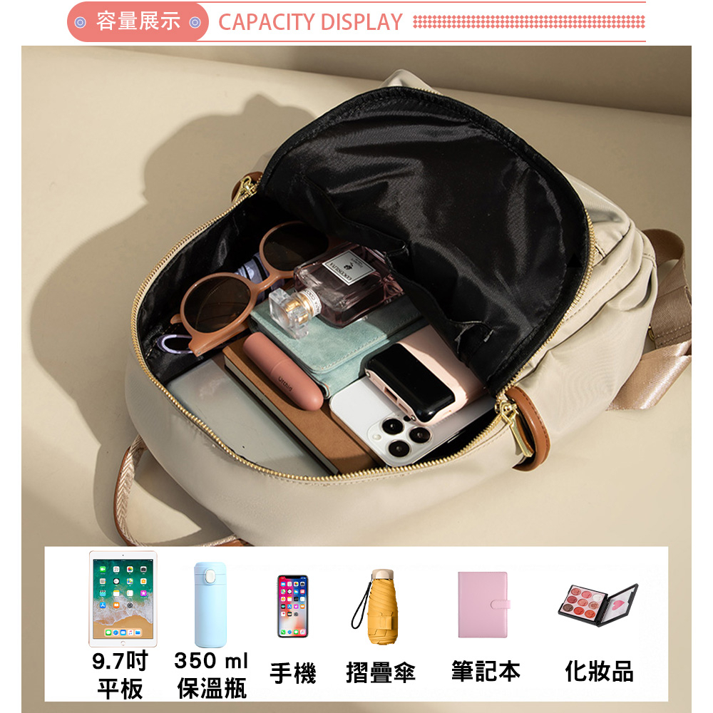 SPRING-簡約尼龍後背包時尚商務通勤後背包旅行後背包-多色, , large