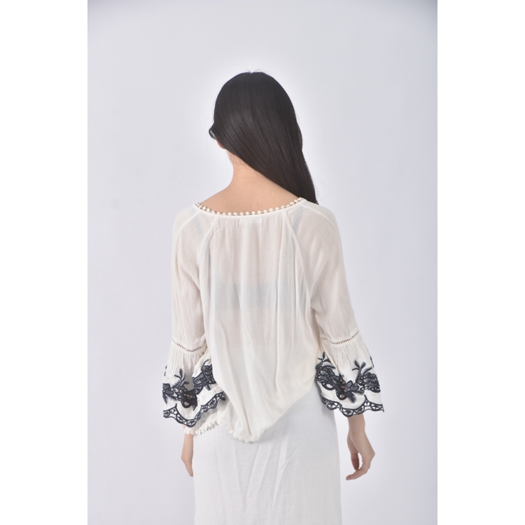 (S) pazzo質感海島風白色長袖上衣二手衣, , large