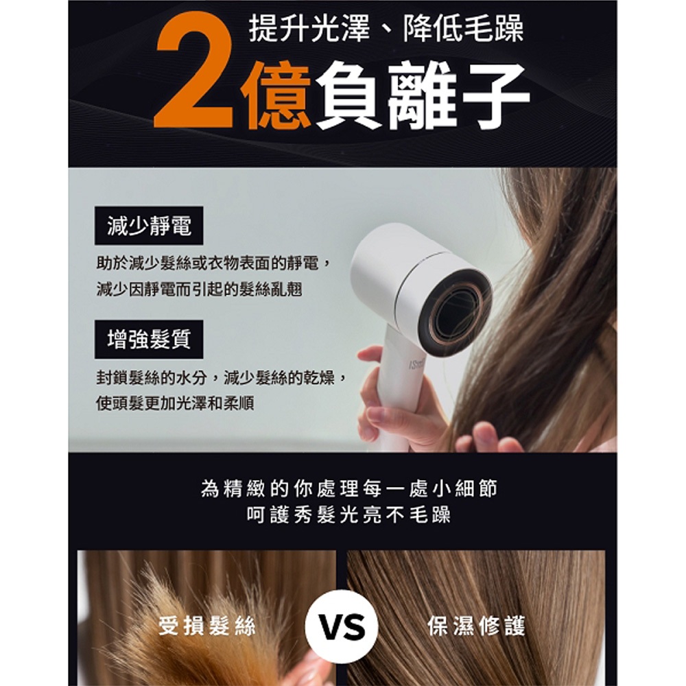 ISITO High-Speed Negative Ion Hair Dryer Three Speeds Four Temperatures Long Press Cold Wind 500g Lightweight Magnetic Nozzle IS-23E09D, , large