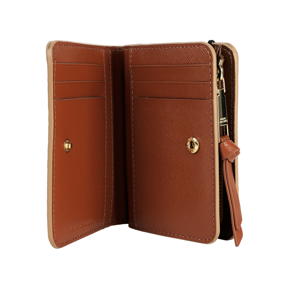 MARC  JACOBS The Snapshot 防刮皮革暗釦二折撞色短夾(亮黃色), , large