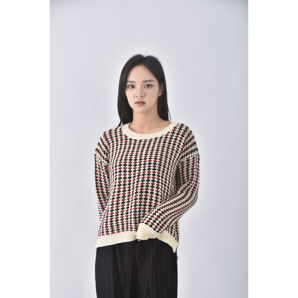 (XL) 針織圓領紅色長袖上衣二手衣, , large