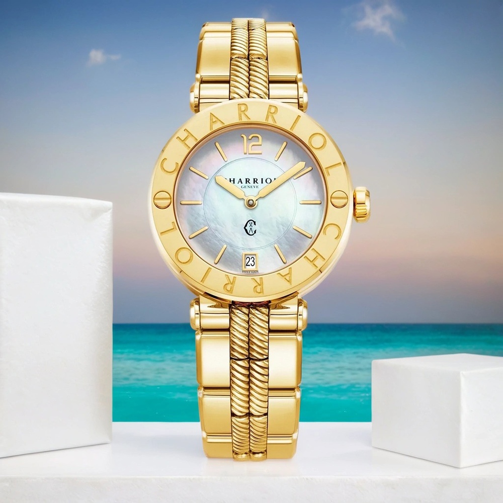 CHARRIOL 夏利豪 St-Tropez系列 時尚珍珠貝面腕錶-36mm CR36Y.924.004, , large