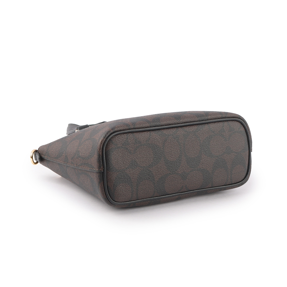 COACH Gallery 金字馬車塗層帆布迷你二用包/巧克力色, , large