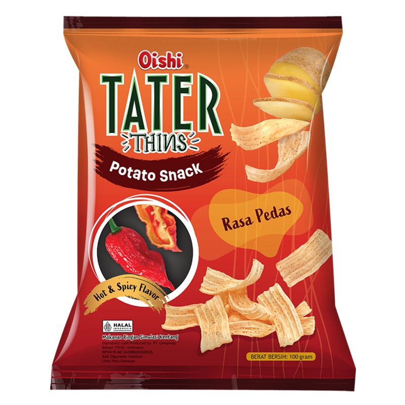 Oishi Spicy Flavored Potato Chips 100g, , large