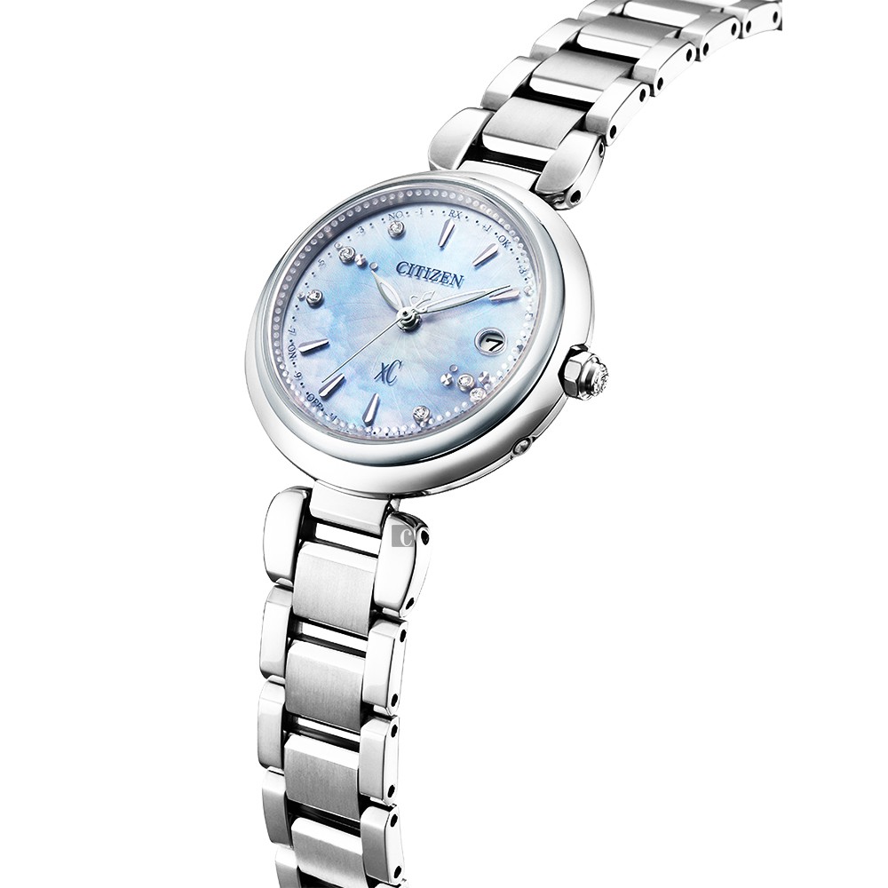 CITIZEN 星辰 XC 限量鈦金屬光動能電波女錶 ES9461-51W 【台灣限量50只】, , large