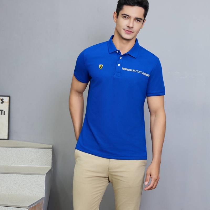  【FALALI】Short-sleeved cooling polo shirt - Men's (royal blue), , large