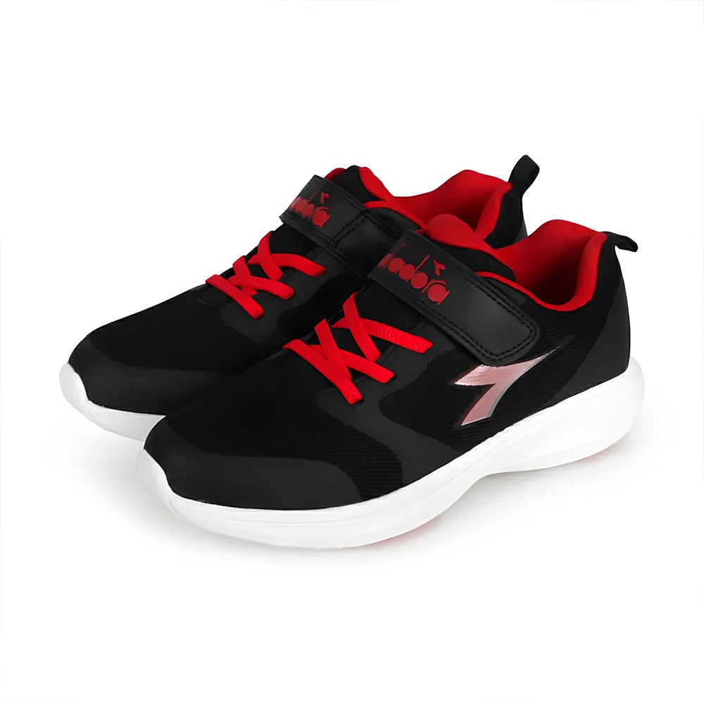 DIADORA迪亞多那 大童輕量慢跑鞋 童運動鞋 童鞋 時尚 防潑水 寬楦 透氣 吸震 減壓 健康鞋墊 止滑 黑紅 灰粉, , large