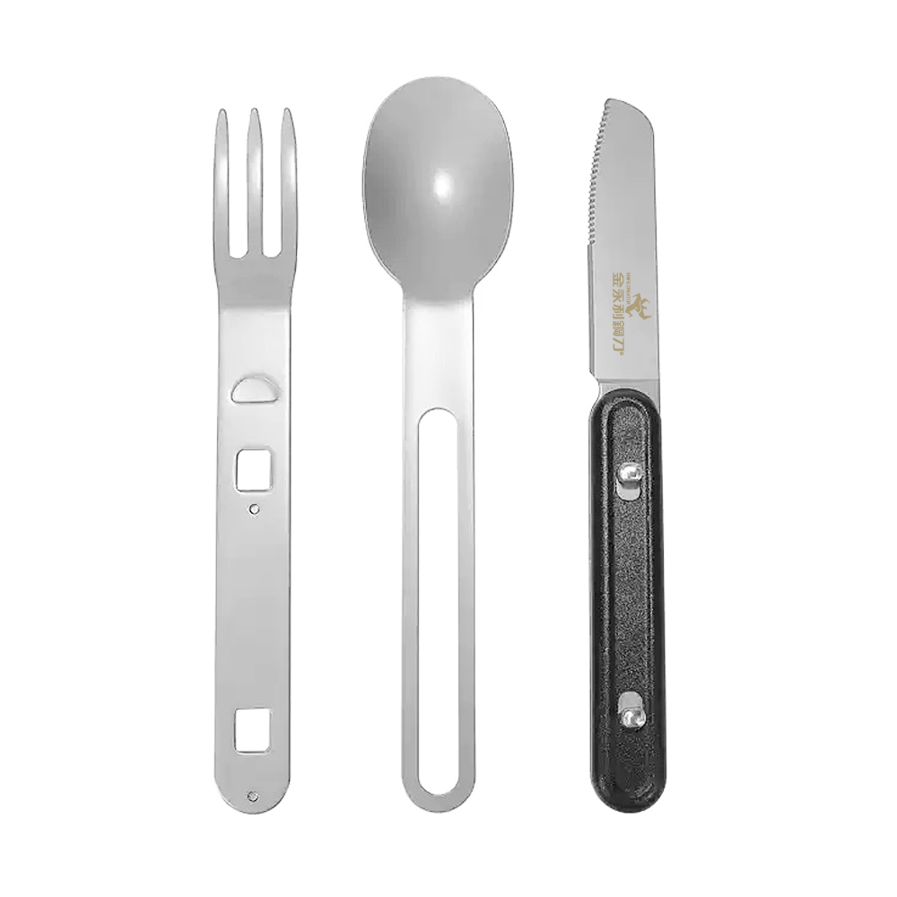 【金永利鋼刀】420不銹鋼戶外多功能餐刀/湯匙/叉子組合餐具露營餐具, , large