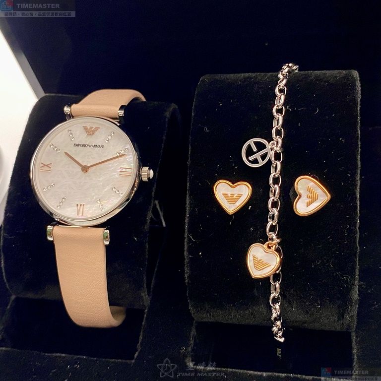 [星晴錶業]ARMANI手錶,32mm,AR00041白色貝母錶面銀錶殼粉紅真皮皮革錶帶款, , large