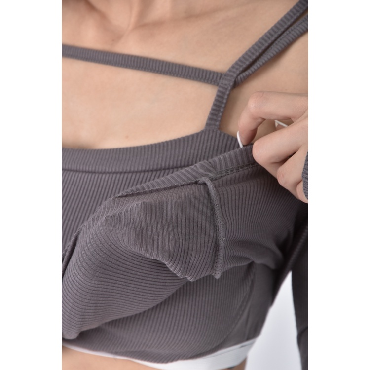 (S) 【安于晴Charlene私服】質感修身短版灰色上衣二手衣, , large