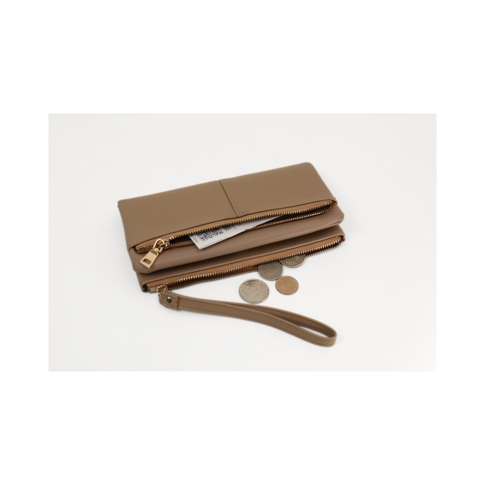 LUN&Eacute;A 柔光小羊皮雙層對折長夾-黑色  多卡位收納 人氣女用皮夾 女夾 錢包, , large