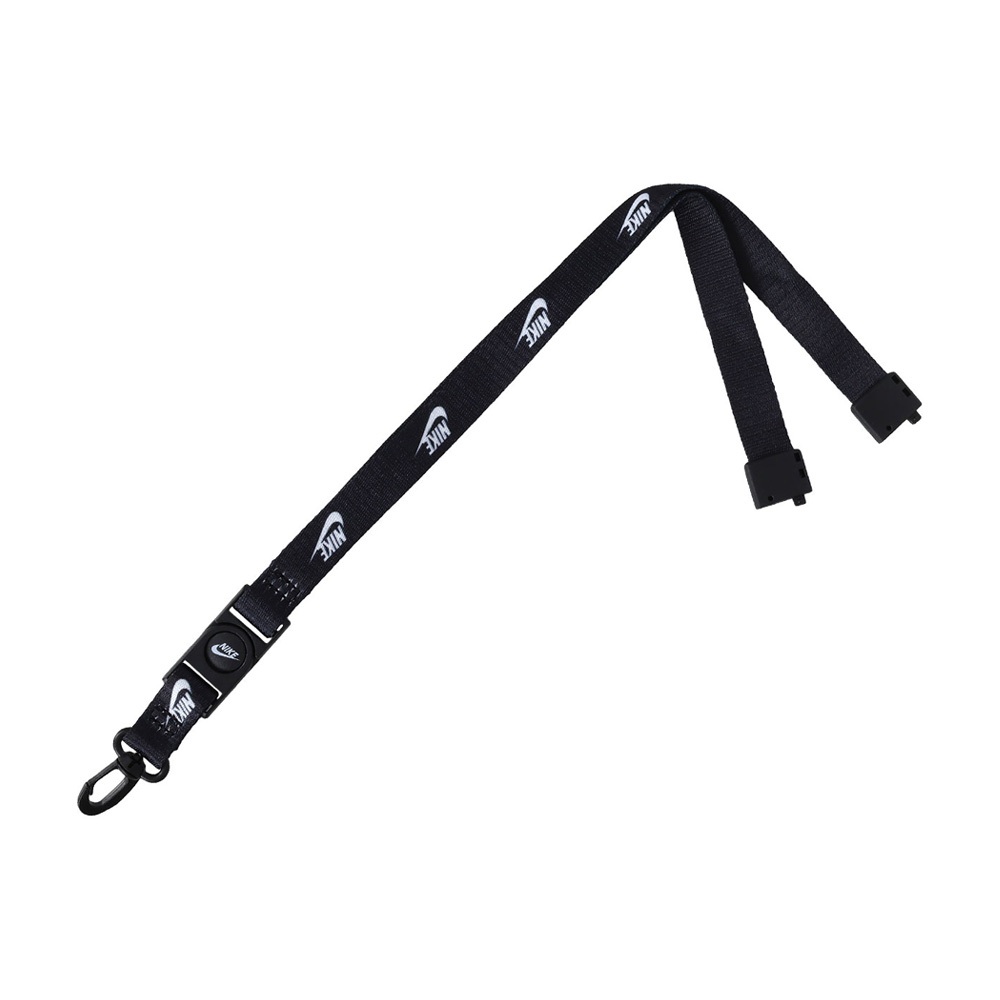 NIKE CLUB 標準掛繩 證件套繩 證件帶 手機掛繩 頸帶 頸掛繩 簡約 輕量 耐用 防撕裂 安全後扣 多功能 黑, , large