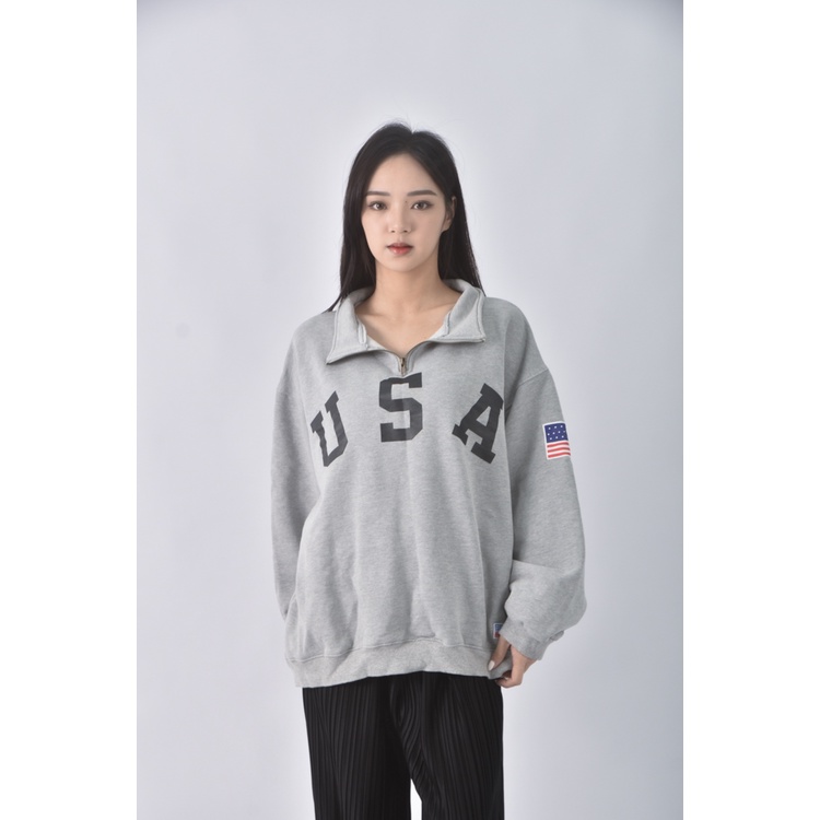 (F) e sea質感字母灰色長袖上衣二手衣, , large