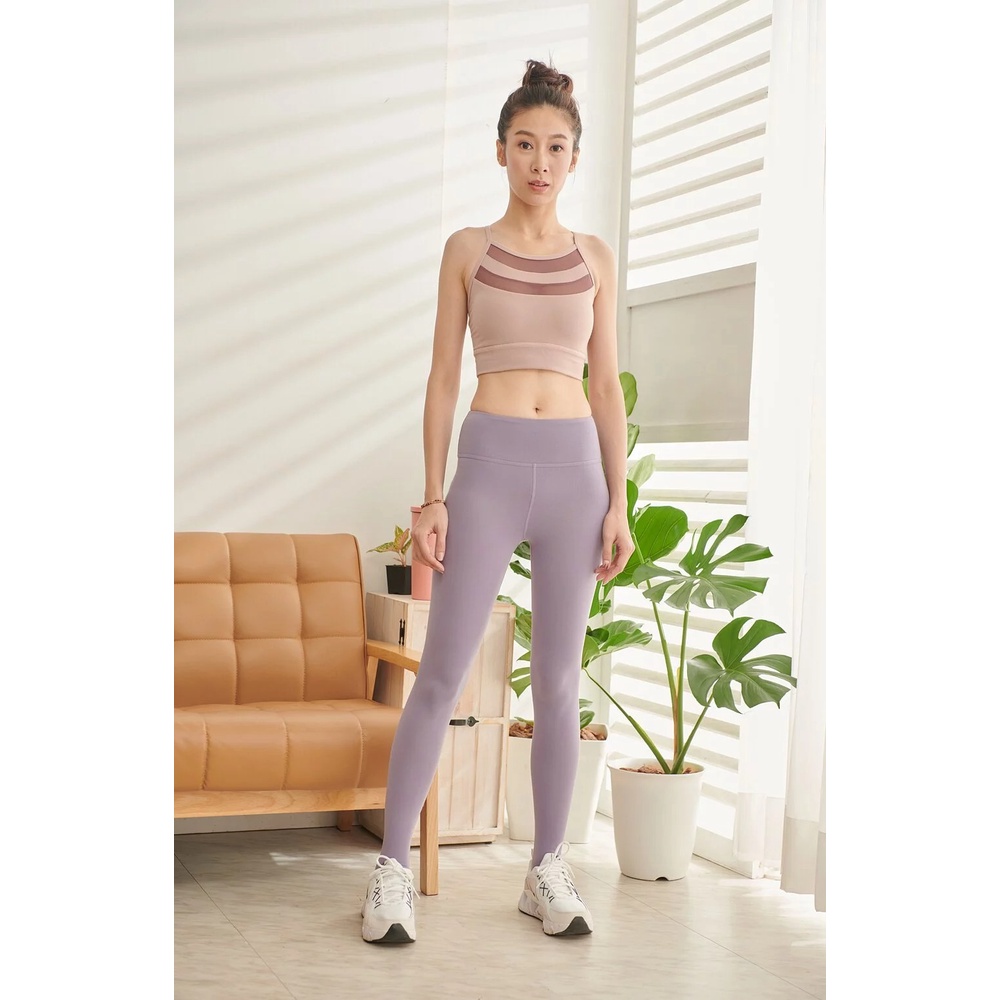 YOGA FLOW Suria Bra - 撞色網紗短版上衣 - 珊瑚粉 Apricot Pink, , large