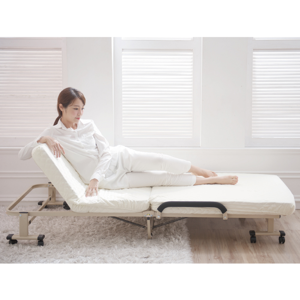 《Simple Life》No assembly required 14-section folding bed (with free bed bag) - off-white - S-22, , large