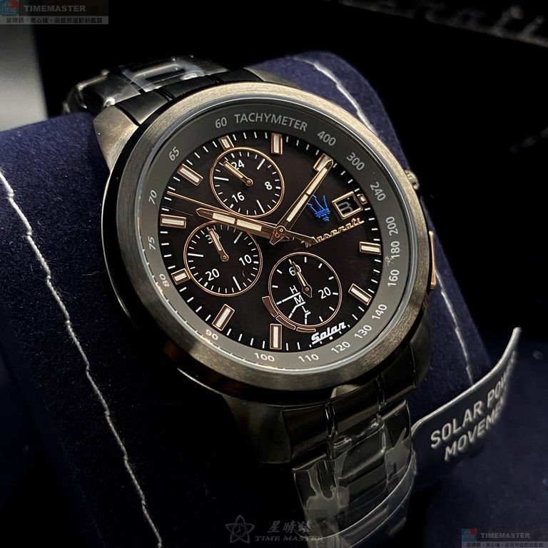 [星晴錶業]MASERATI手錶,44mm,R8873645001黑色錶面黑錶殼深黑色精鋼錶帶款, , large